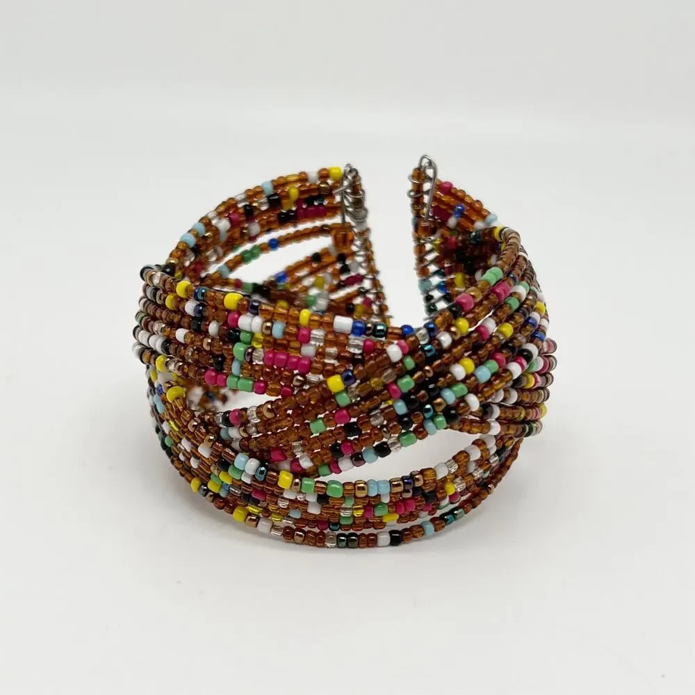 NEW Handmade Colorful Seed Bead Braided Cuff Bracelet